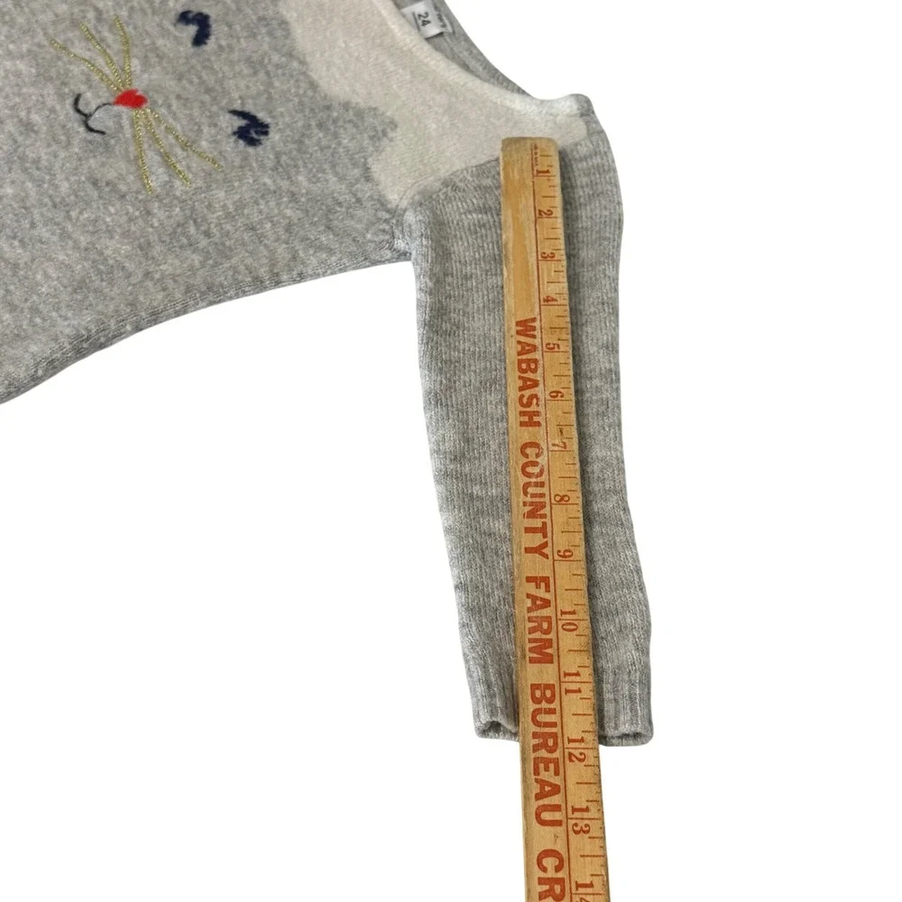 Carters Toddler Girls Gray Cat Face Knit Pullover Sweater Size 24 Months